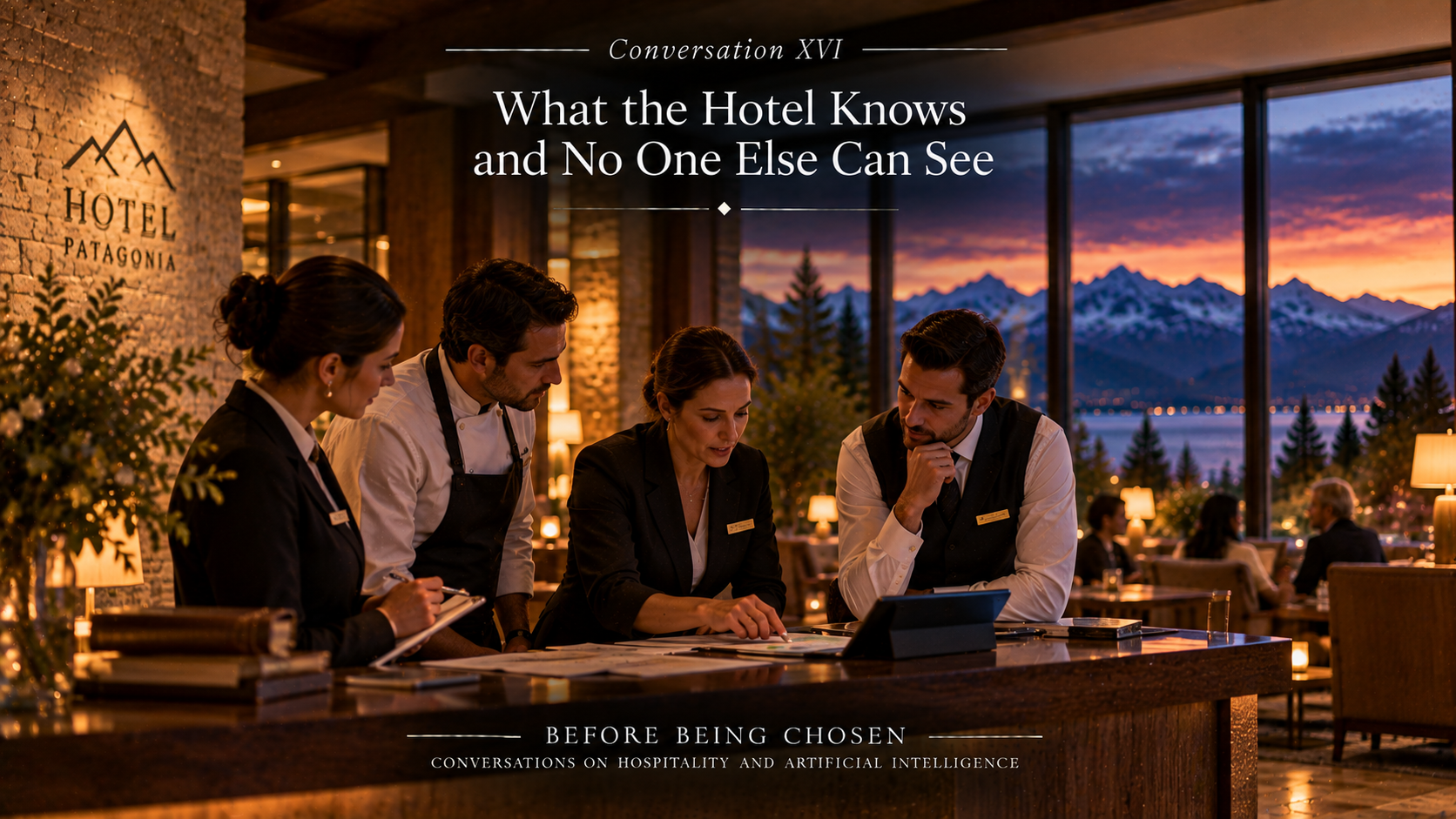 Editorial artwork for Conversation XVI: What the Hotel Knows and No One Else Can See