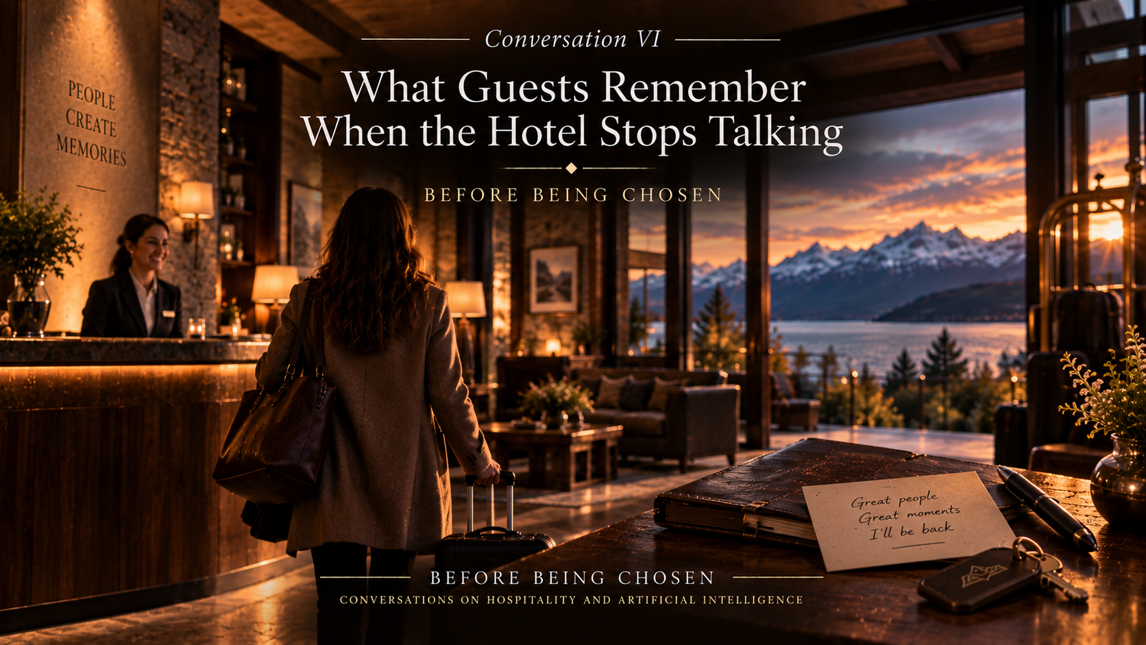 Editorial artwork for Conversation VI: What Guests Remember When the Hotel Stops Talking