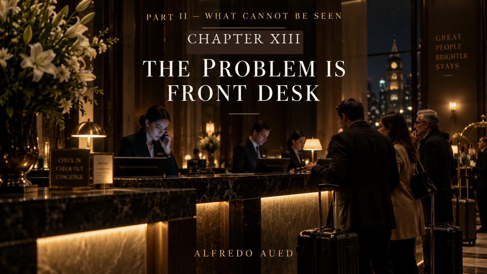 Editorial illustration for Chapter XIII: The Problem Is Front Desk